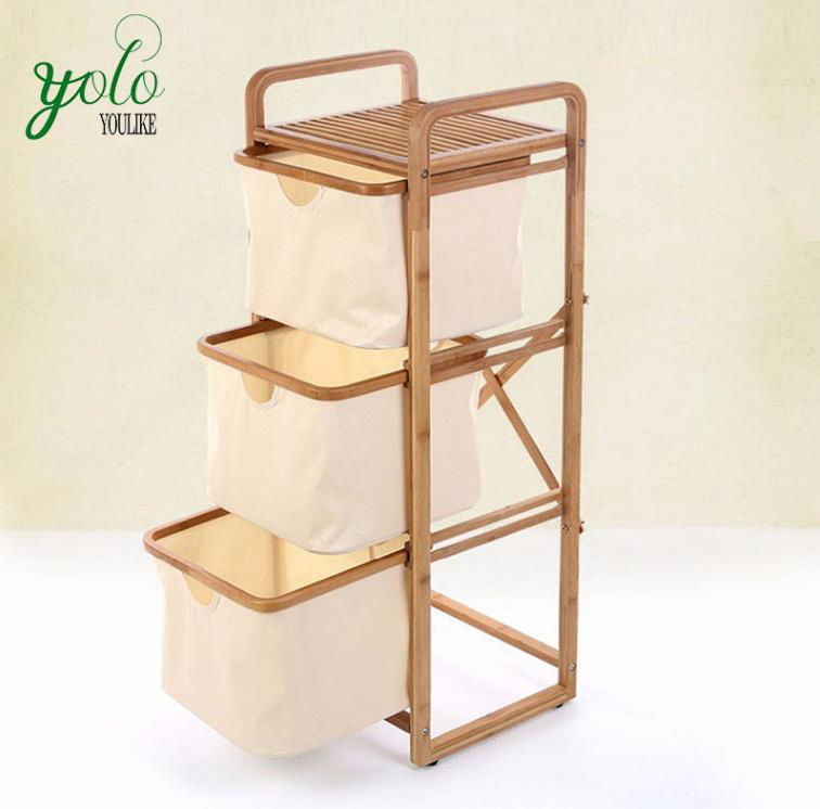 Wholesale Eco-Friendly Foldable Clothes Bamboo Laundry Basket with Storage Bag