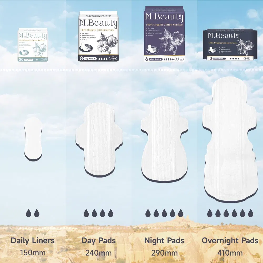Best Seller 100% Organic Cotton Menstrual Feminine Sanitary Napkins Pads for Woman for M Beauty