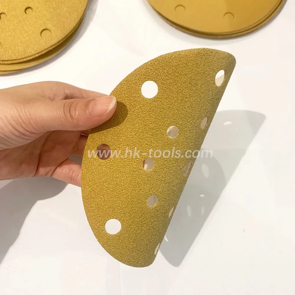 Abrasive Sandpaper 5inch 6holes 8holes Yellow Color Ceramia Sanding Disc