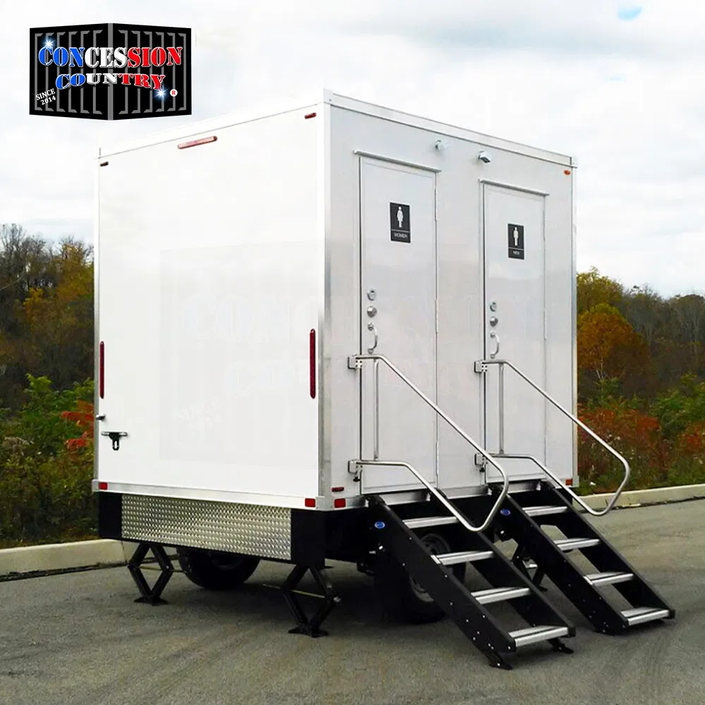 2 Stall Restroom Trailer New Portable Bathroom Toilet Outdoor Restroom Temporary Wc Mobile Toilet Trailer