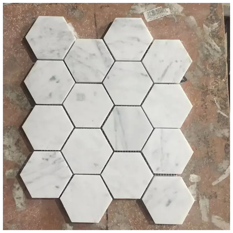 Bianco Carrara Marble Hexagon Mosaic Tiles