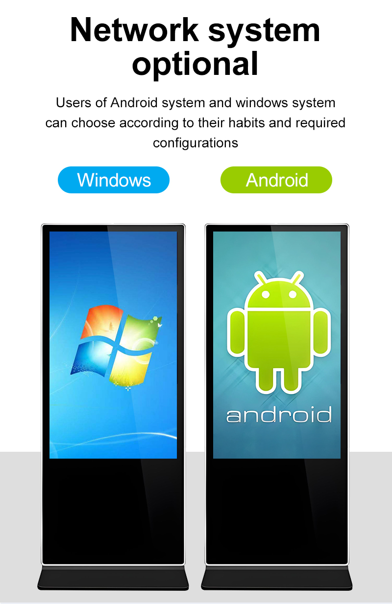 65 Inch Free Standing Indoor LED Advertising Screen LCD Indoor Totem