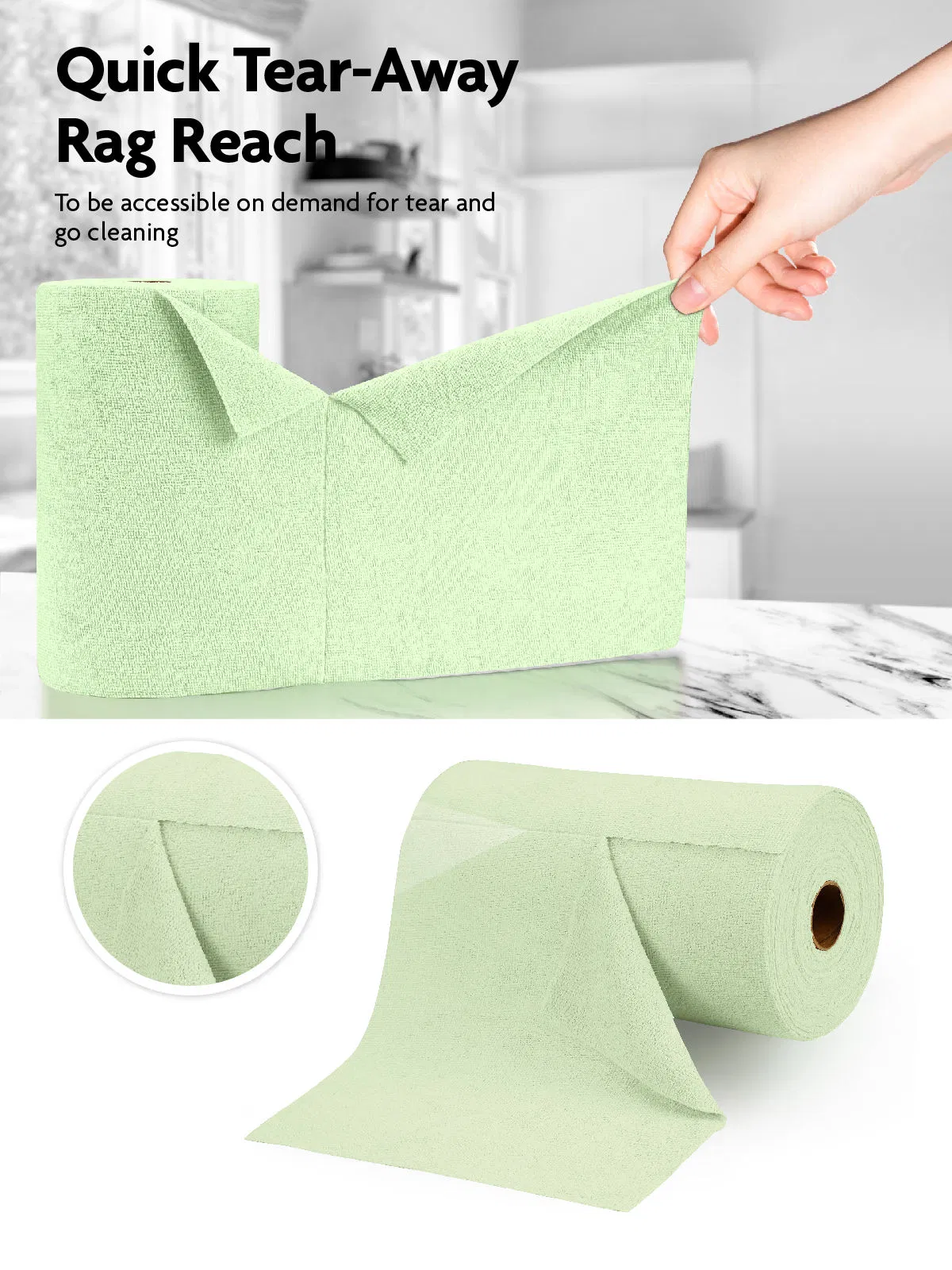 Wholesale 75 Pack Cleaning Cloth Tear Away Microfiber Roll Kitchen Cleaning Towels Washable Cloths, for Car, House
