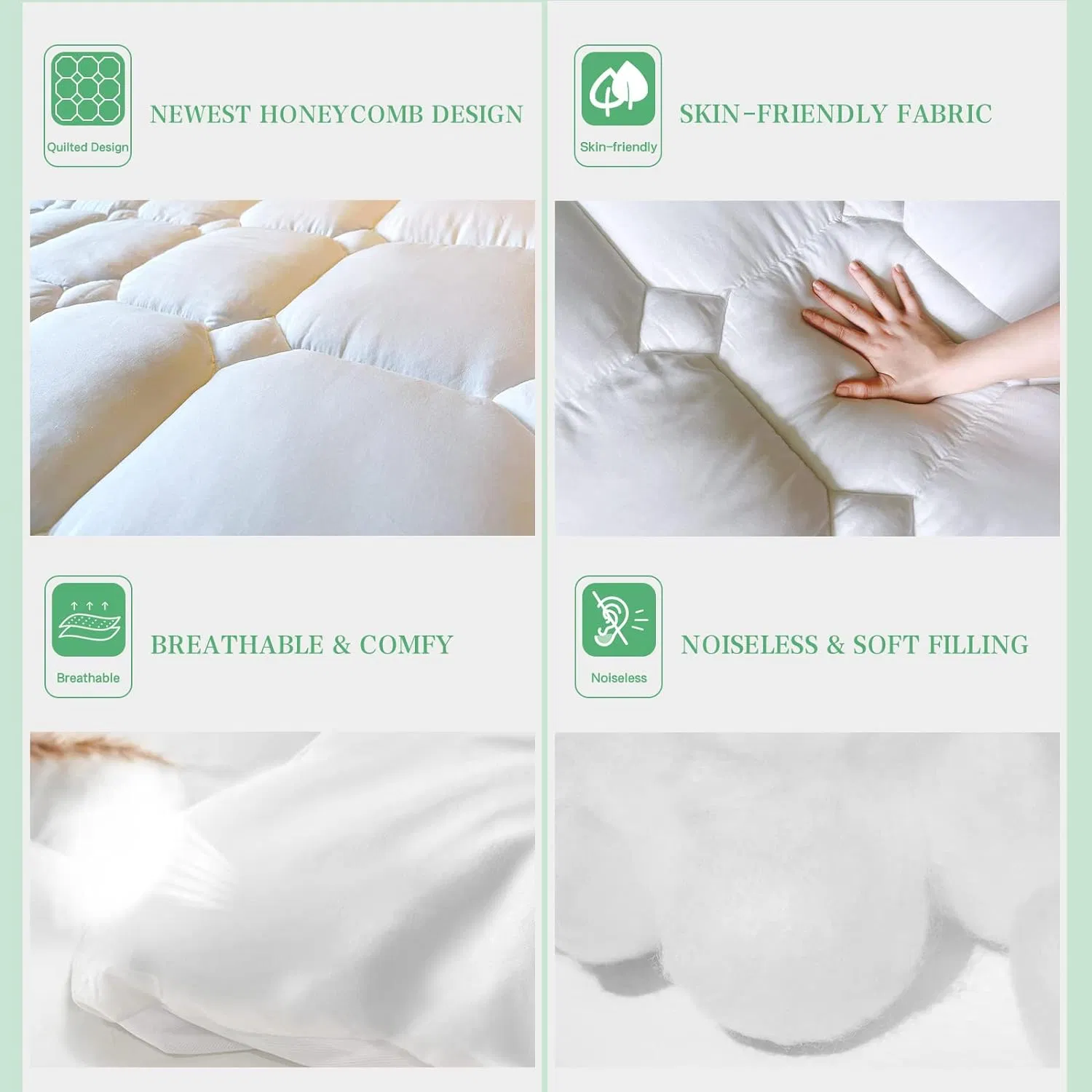 Ultra Soft Filling Mattress Topper Cooling Rayon From Bamboo with Deep Pocket