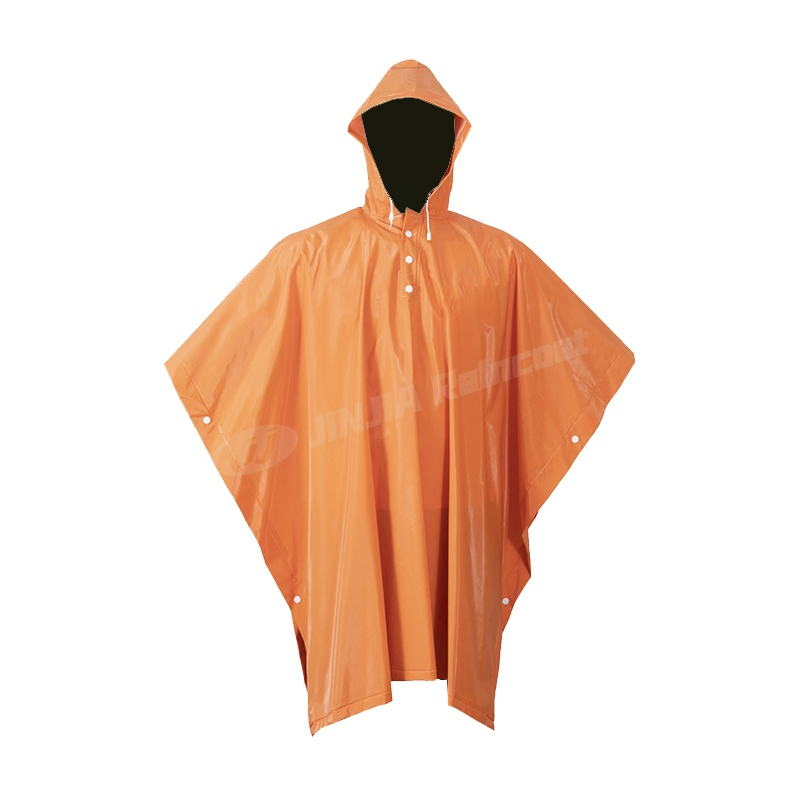 100% Waterproof Breathable Reusable PVC Polyester Yellow Reflective Rain Poncho
