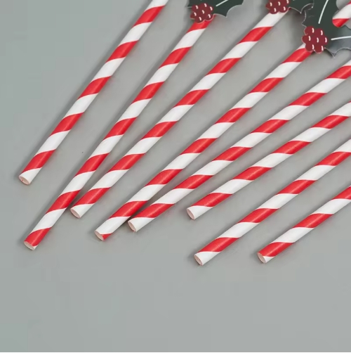 Eco-Friendly Striped Paper Straws in Festive Colors for Parties