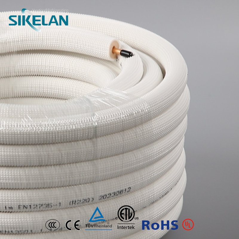 1/4" 3/8" 5/8" White Color AC Unit PE Coated Insulation Copper Pipe