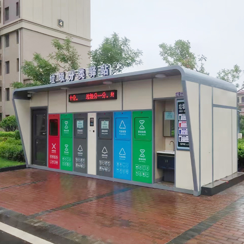 Public Area Portable Garbage Classification Bin Sorting Station