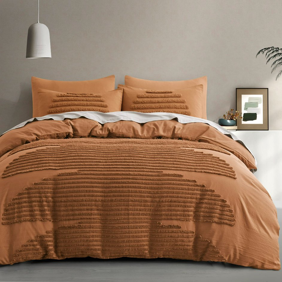 Pumpkin Duvet Cover Set Modern Home Tufted Soft Covers Bedding