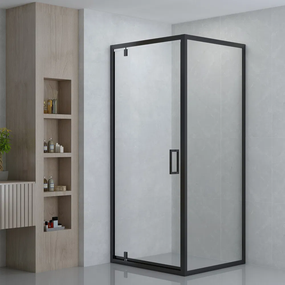 Bathroom 6mm Transparent Glass Black Aluminum Framed Shower Cubicle for Sale