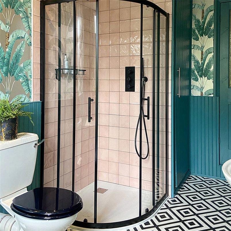 Modern Steel Framed Sliding Glass Corner Frameless Shower Enclosure Doors Wet Shower Room Cabinet Bathroom Partition with Tempered Glass