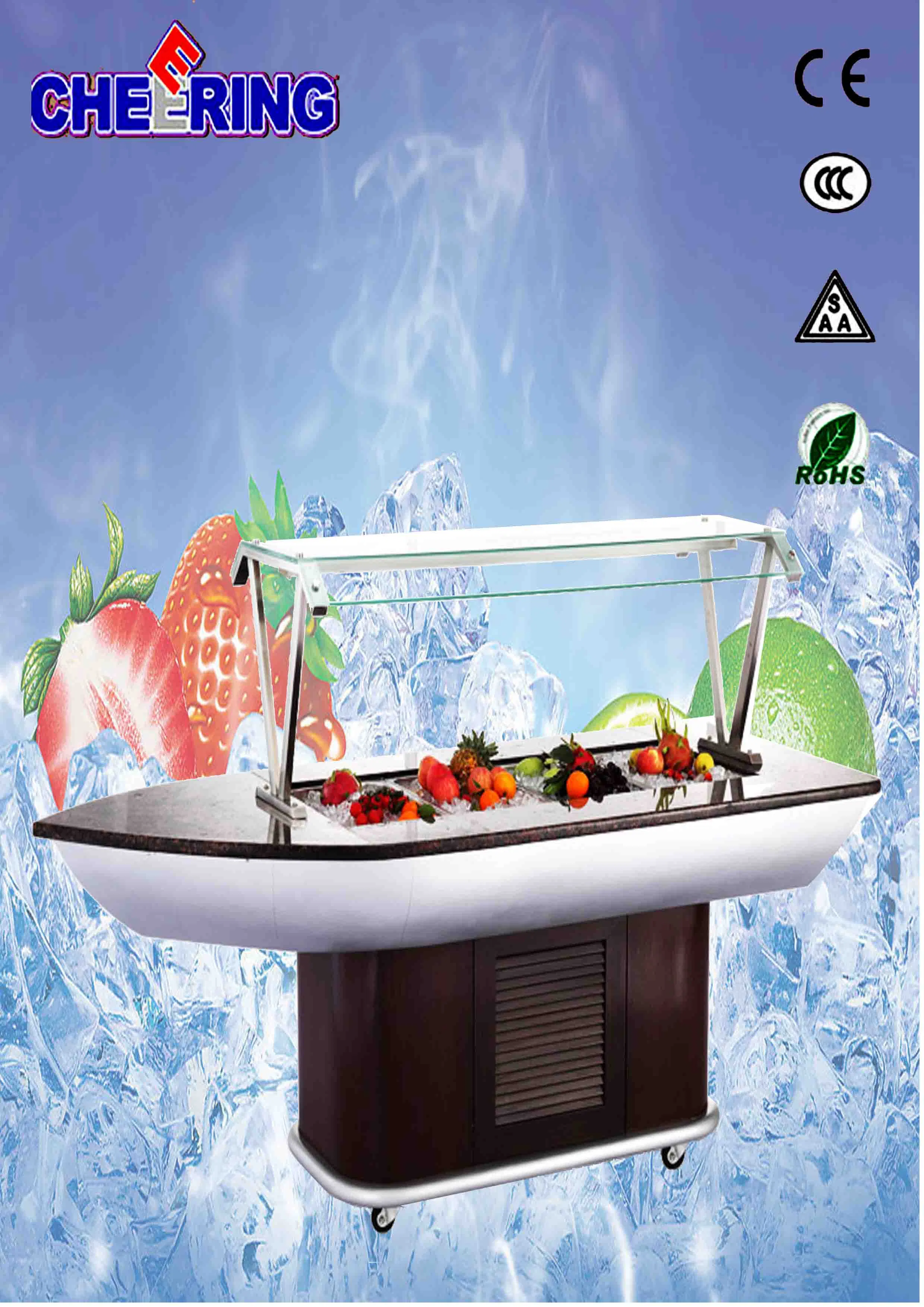 Premium Round Marble Salad Bar Cooler with CE Certification