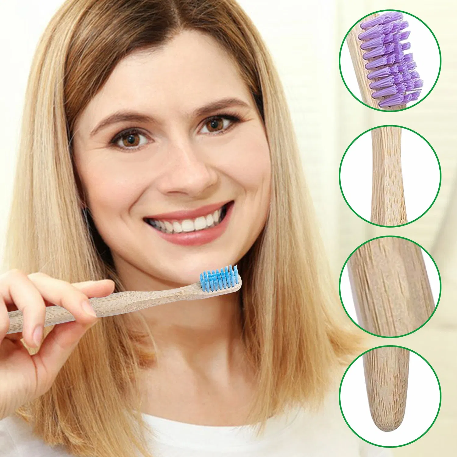 Eco Charcoal Bamboo Toothbrush Long Handle for Deeply Oral