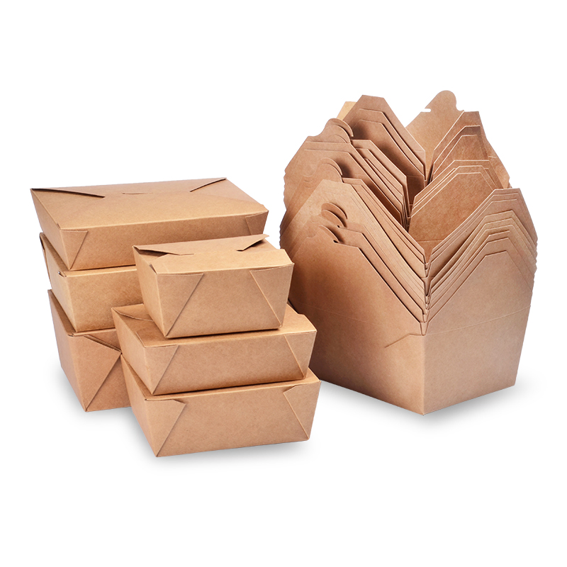China Factory Wholesale Disposable Bento Restaurant Kraft Paper Lunch Box Packaging for Fried Chicken