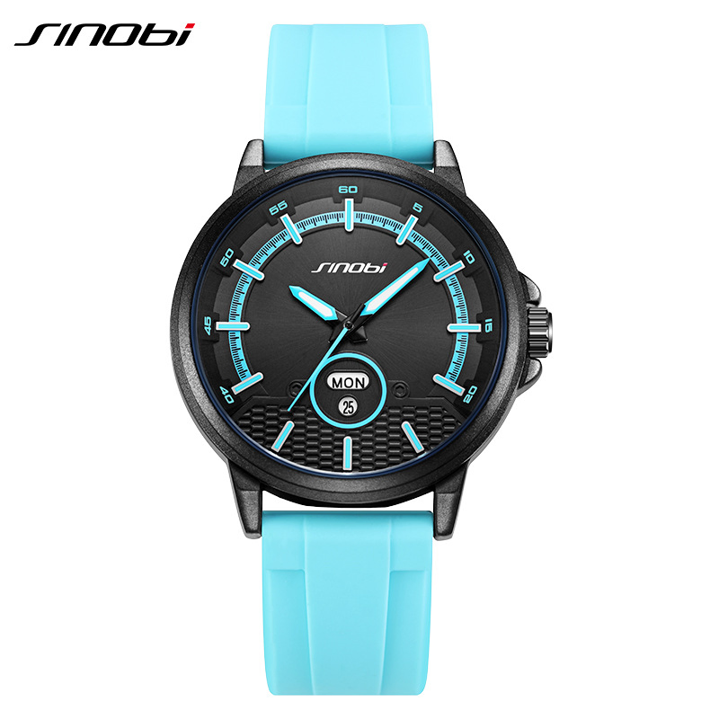 Sinobi Men's Sports Quartz Watch Fashion High-Appearance Silicone Strap Waterproof Wristwatch