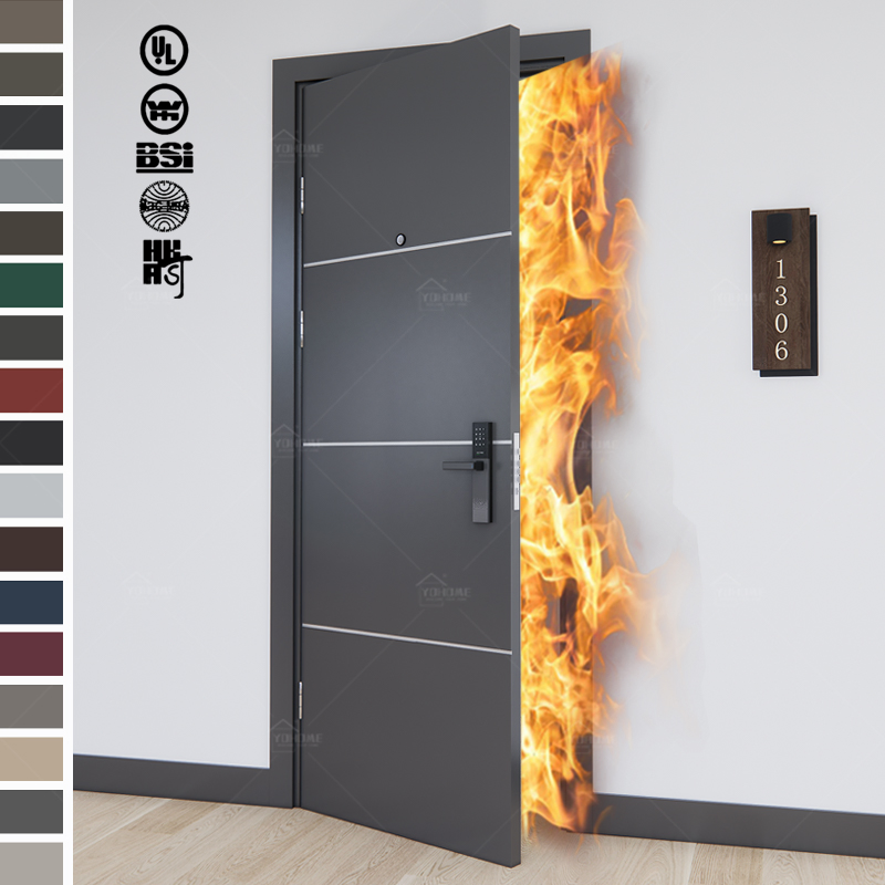 China Top Manufacturer Custom Internal Fire Doors Resort Hotel Room Doors HDF Soundproof Fireproof Fire Rated Fire Wood Doors