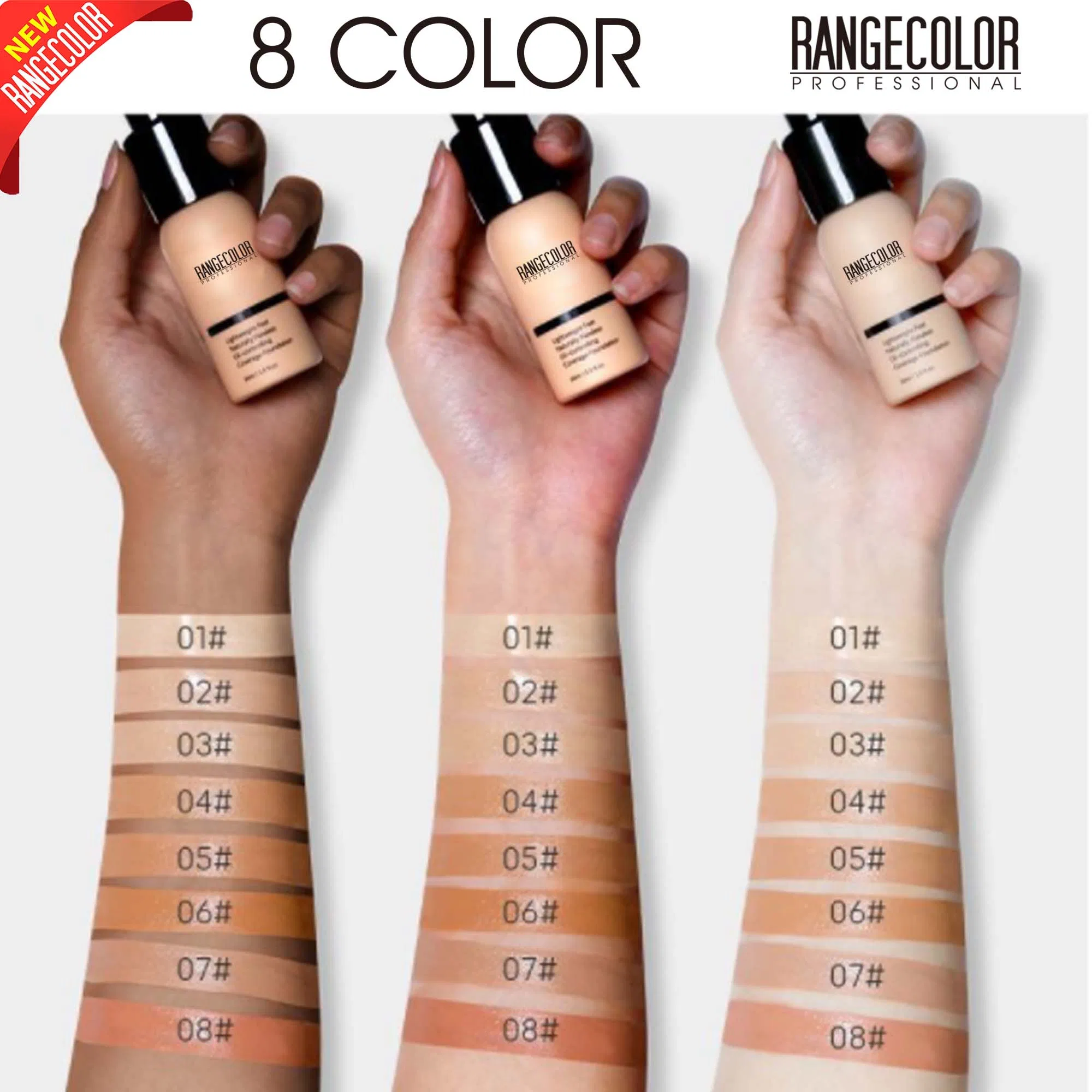 Private Label Long Lasting Full Coverage Makeup Flawless Liquid Foundation for Dark Skin, Natural, White Skin Matte Finish Light Weight Foundation Cream