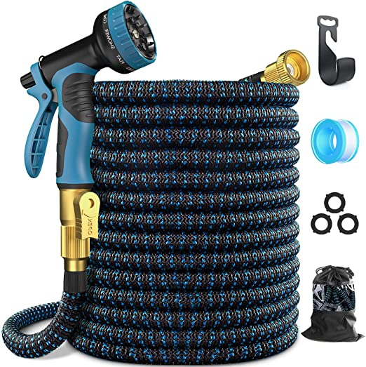 Expandable Garden Hose 75FT Water Hose, Collapsible Hose with 10 Function Spray Nozzle, Lightweight and Kink-Free Flexible Shrinking Hose
