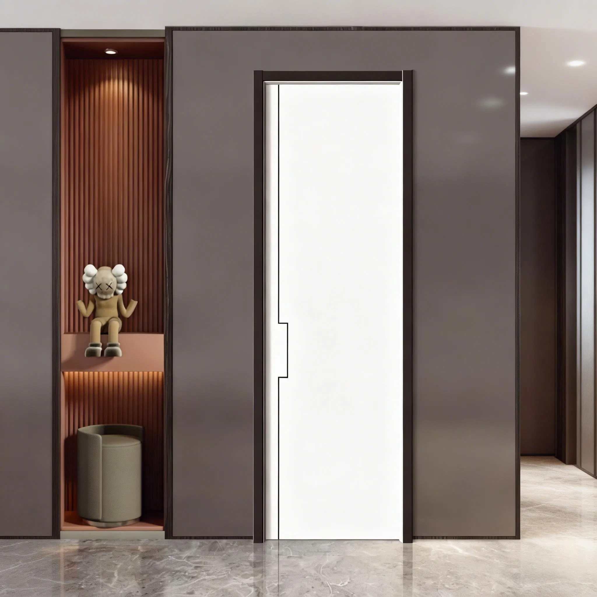 Wooden Wood Main PVC Double Leaf Door for Residential House Main Entrance Use