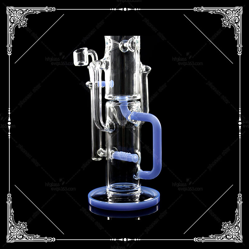 14 Inch Straight Neck Heavy Thickness Glass Smoking Water Pipe Shisha Hookahs Glass Pipe Glass Bubbler Glass Smoking Recycler Percolator Oil DAB Rigs