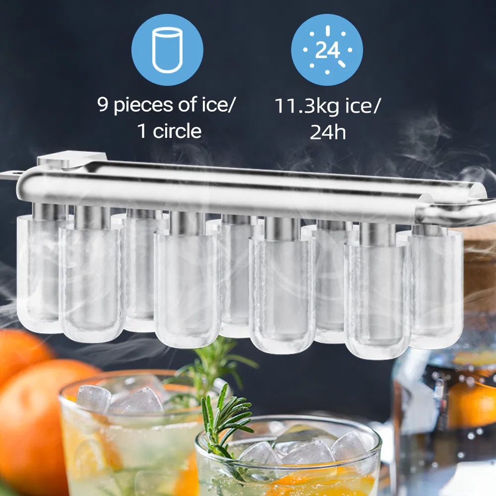 Tiefu Ice Maker Countertop, 24lbs/24h Portable Ice Maker Machine with Self-Cleaning, 9 Cubes in 6 Minutes Fast Make Ice for Home Kitchen RV Outdoor