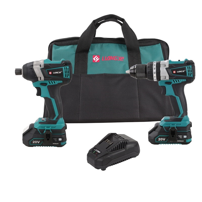 Liangye Power Tools 20V Cordless Brushless Hammer Drill and Impact Driver Sets