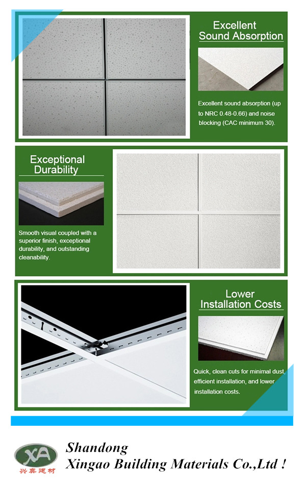 Ceiling Tiles Mineral Fibre Board with T-Grids