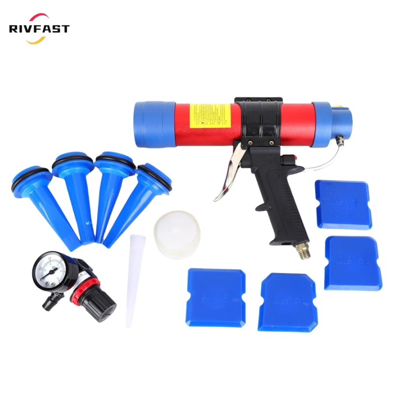 Windows Repair Instrument, Adjustable Pneumatic Glass Glue Gun Air Rubber Gun Tool 310ml -600ml Hard Glue Sealant Applicator Caulking Gun Tool