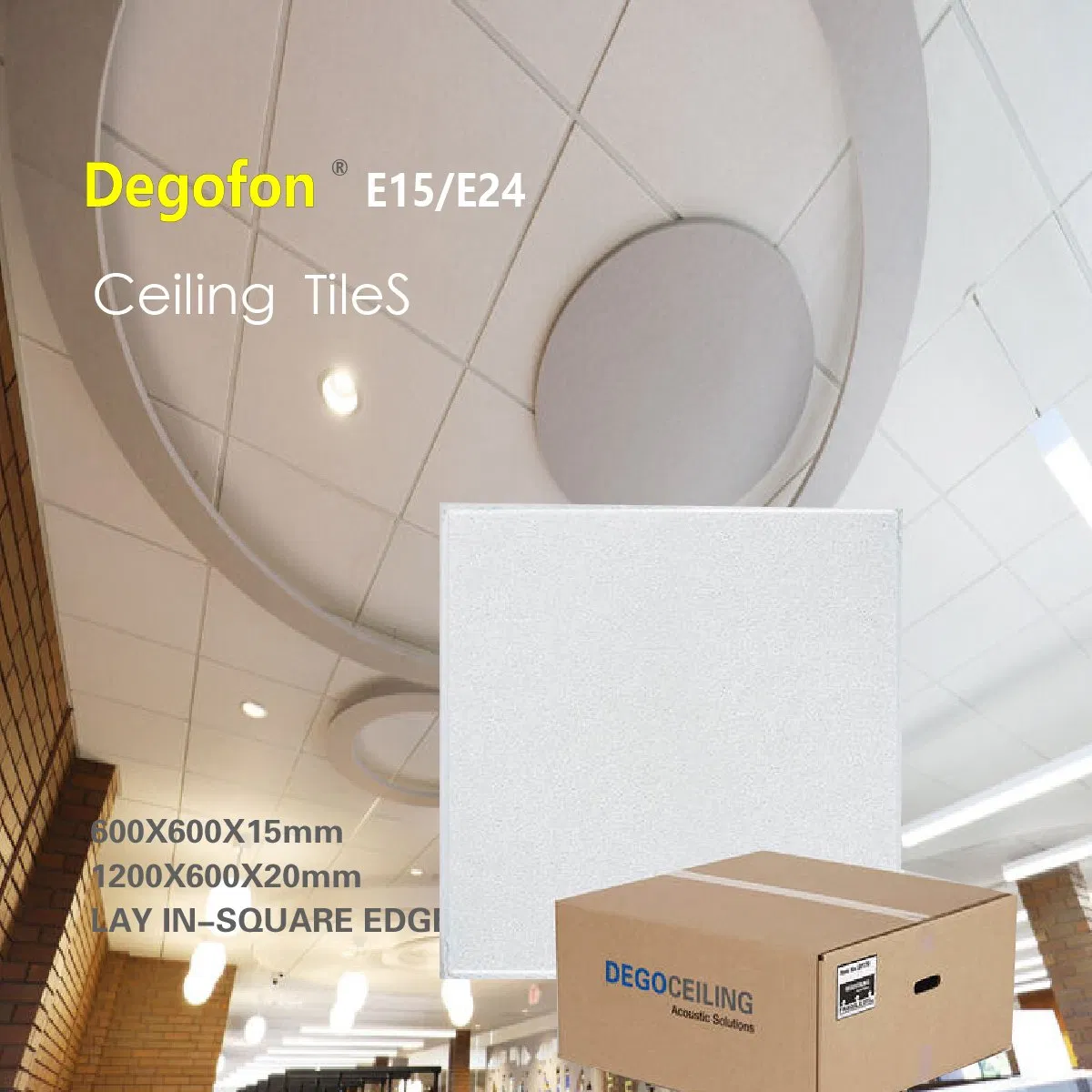 Nrc 0.9 High Acoustic Square Fiberglass Ceiling Tiles in Office and Cinema