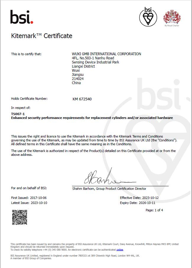 Bsi Kitemarked One Star Rating Euro Profile Brass Lock Cylinder