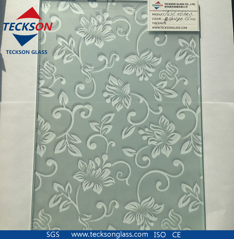 4-6mm Brozne Deep Acid Etched Mirror Float Pattern Frosted Glass