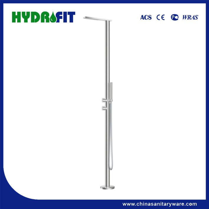 Manufacture Concealed Stainless Steel 304/316L Brushed Standing Mixer Outdoor Shower