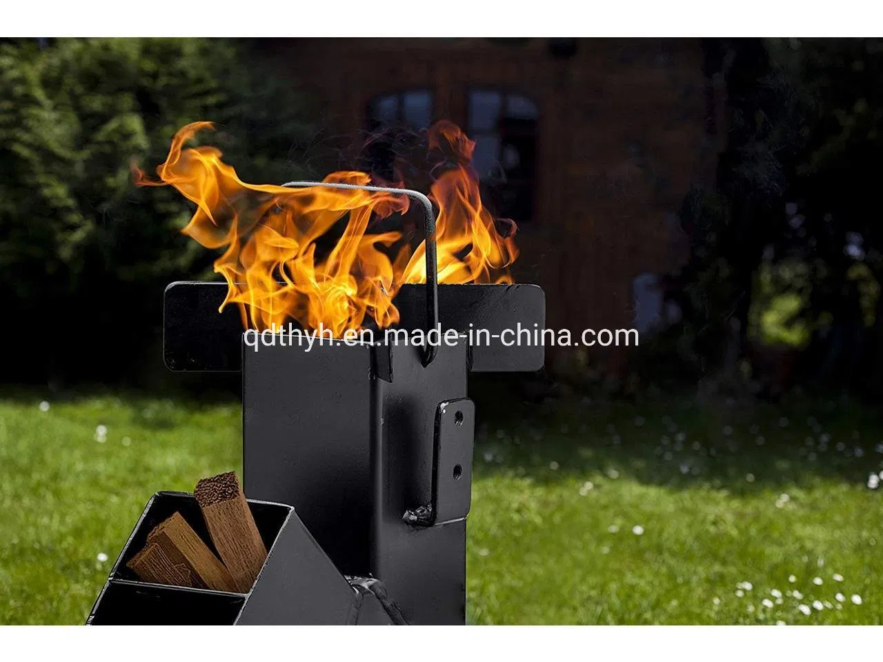 BBQ Camping Rocket Stove with Handle, Wood Burning Stove