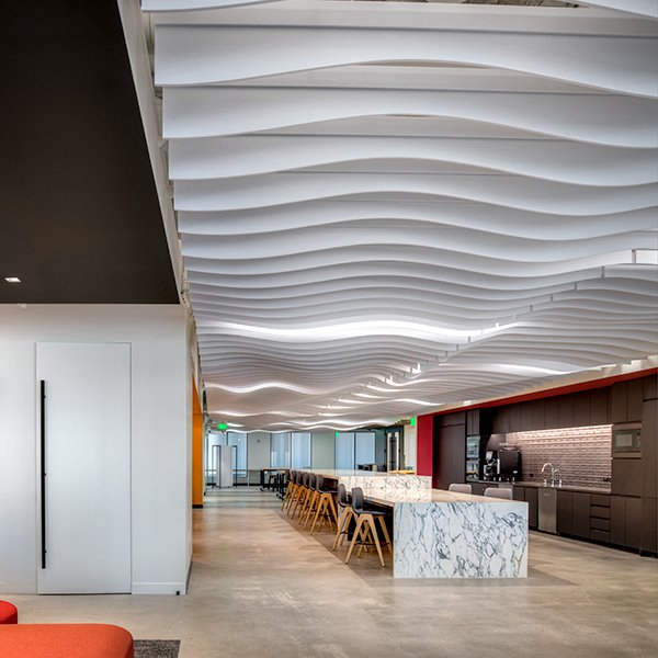 Modern Fiberglass Board Ceiling Tiles Wooden-Grain Acoustic False Ceiling