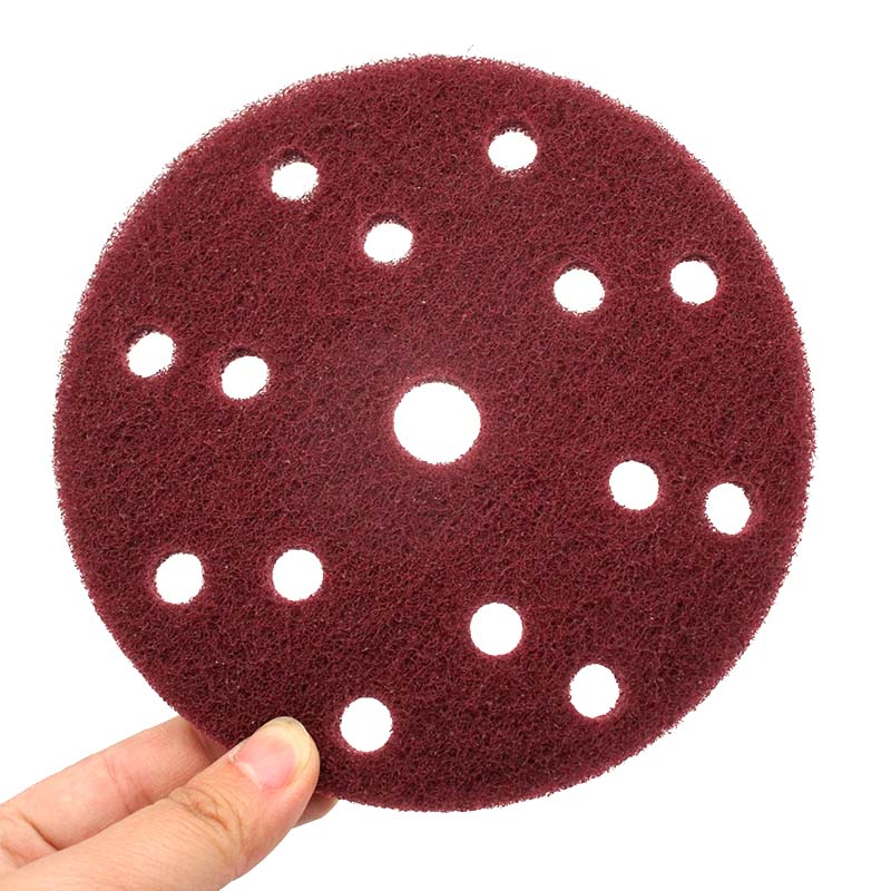 6 Inch 150mm Round Hook and Loop 15-Hole Scouring Pad Industrial Heavy Duty Nylon Cleaning Cloth