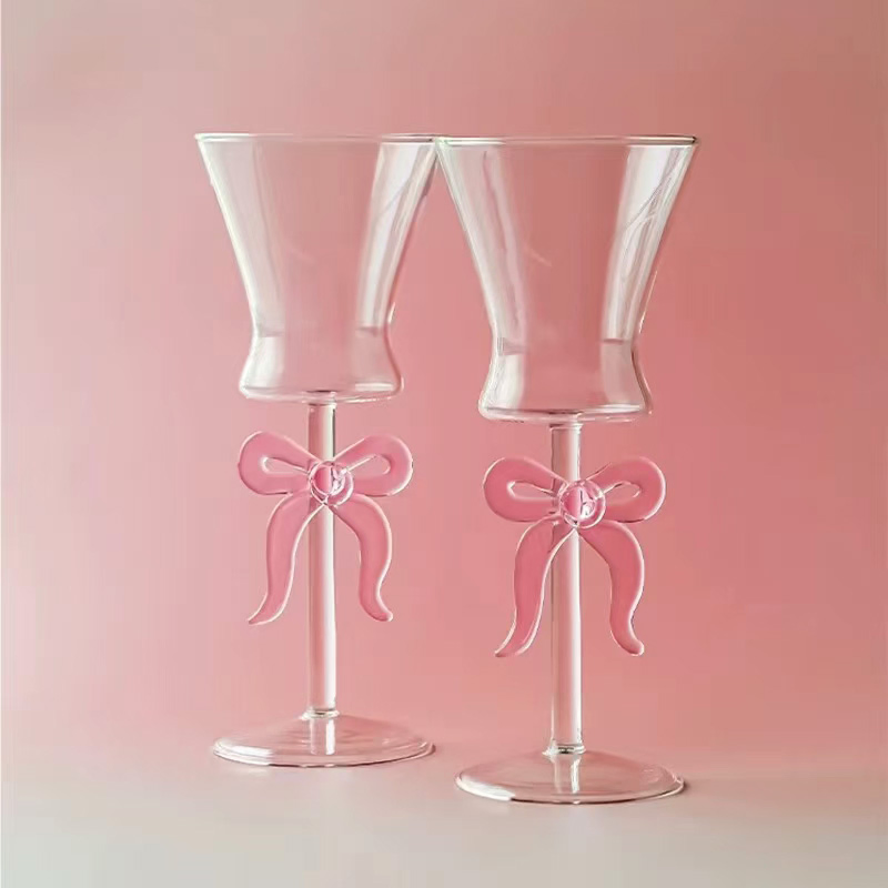 OEM Creative Handicraft Borosilicate Champagne Wine Glass Cup Inner Rose Champagne Glasses