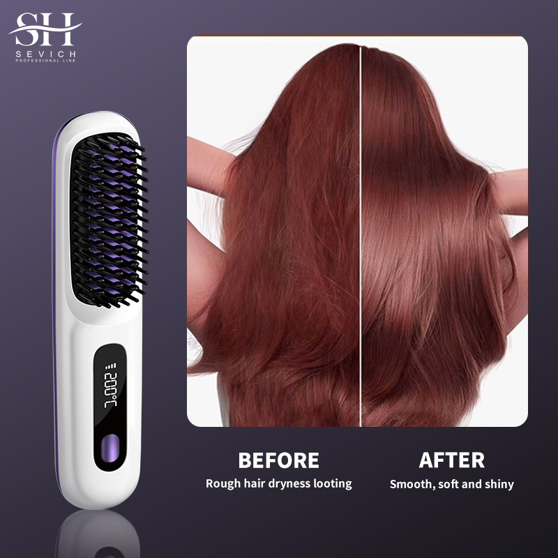Portable Hair Straightener Brush Styling Mobile Mini Wireless Hair Straightener Comb