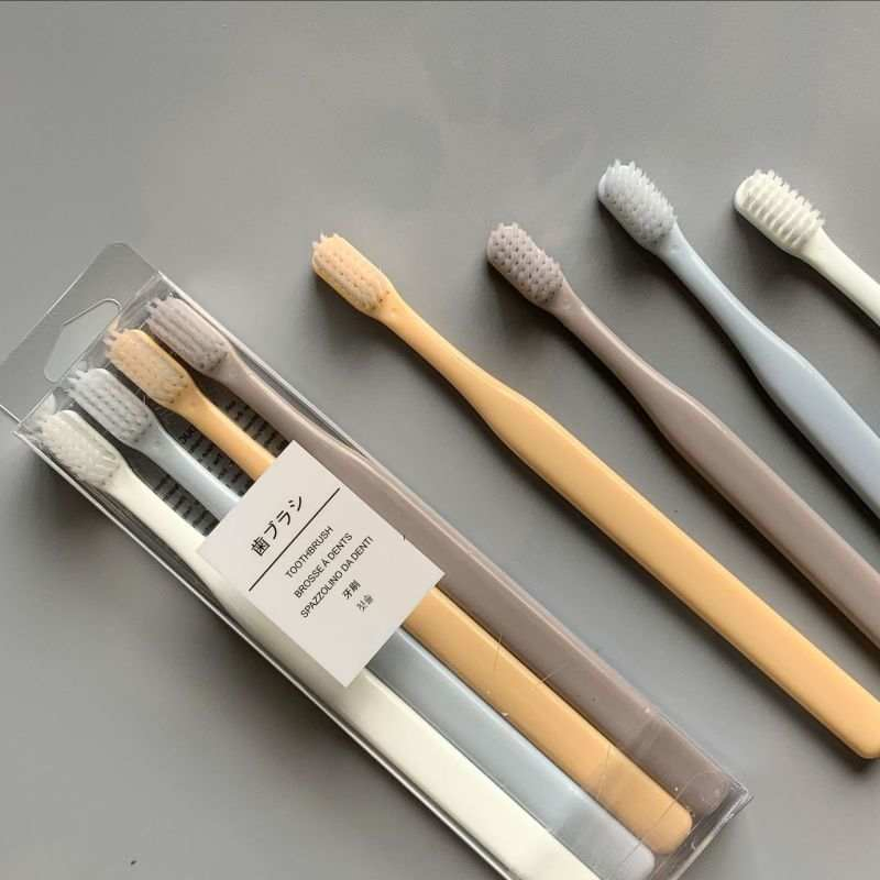 Macaron Japanese Toothbrush Small Head Soft Bristled 4-Pack Household Toothbrush