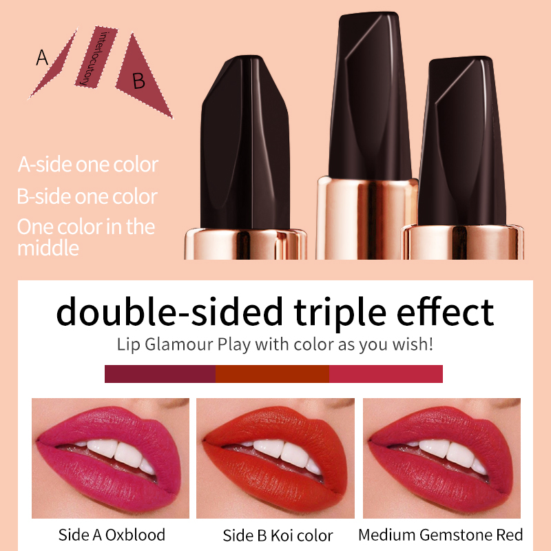 Beauty Makeup Multi-Color 3-in-1 Lipstick High Pigment Waterproof Matte Velvet Ladies Lipstick