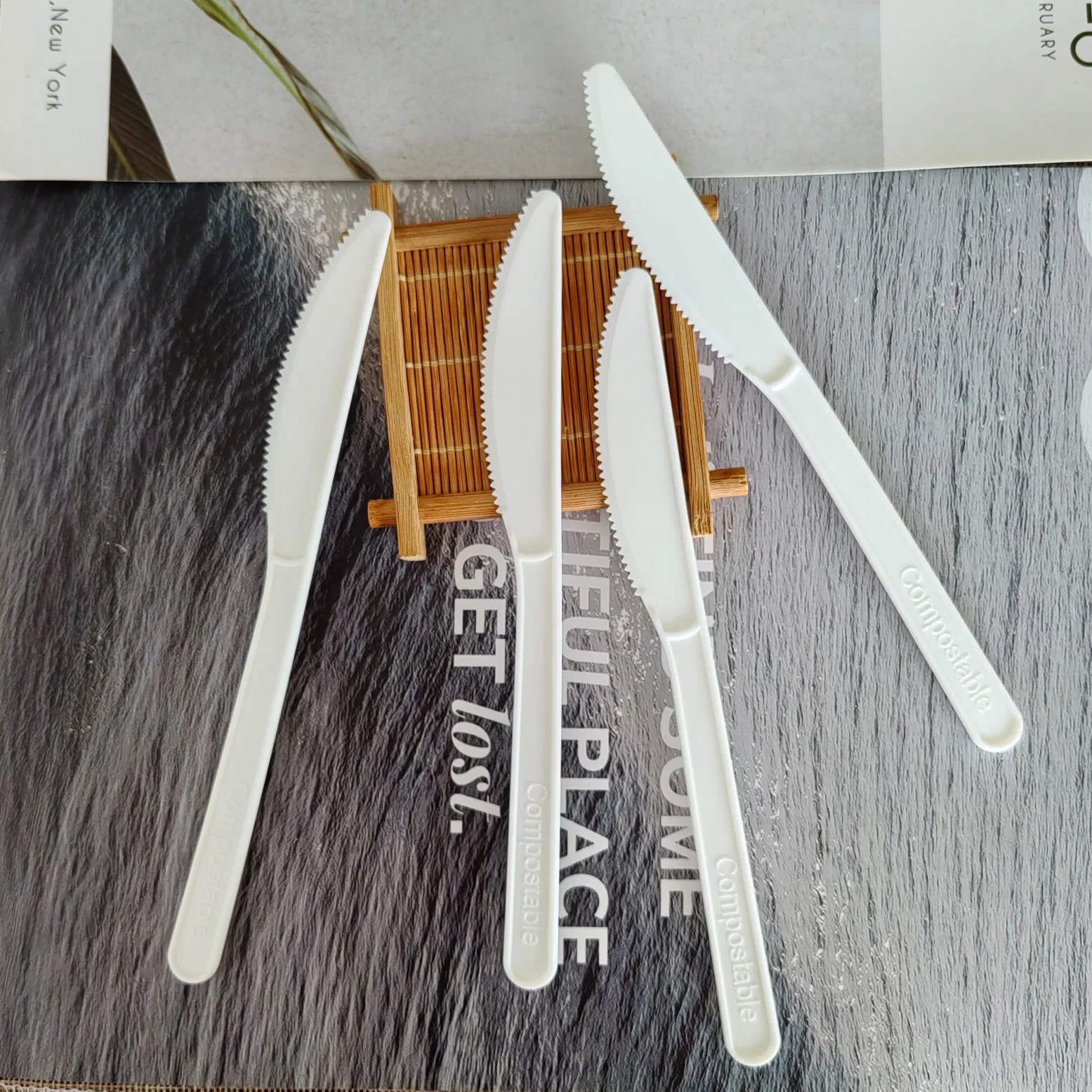 Biodegradable Flatware 100% Eco Compostable Knives Cpla Fork Spoon Tableware Set