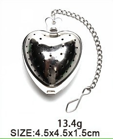 Heart Shape Extra Fine Mesh Stainless Steel Tea Infuser Strainer with Chain