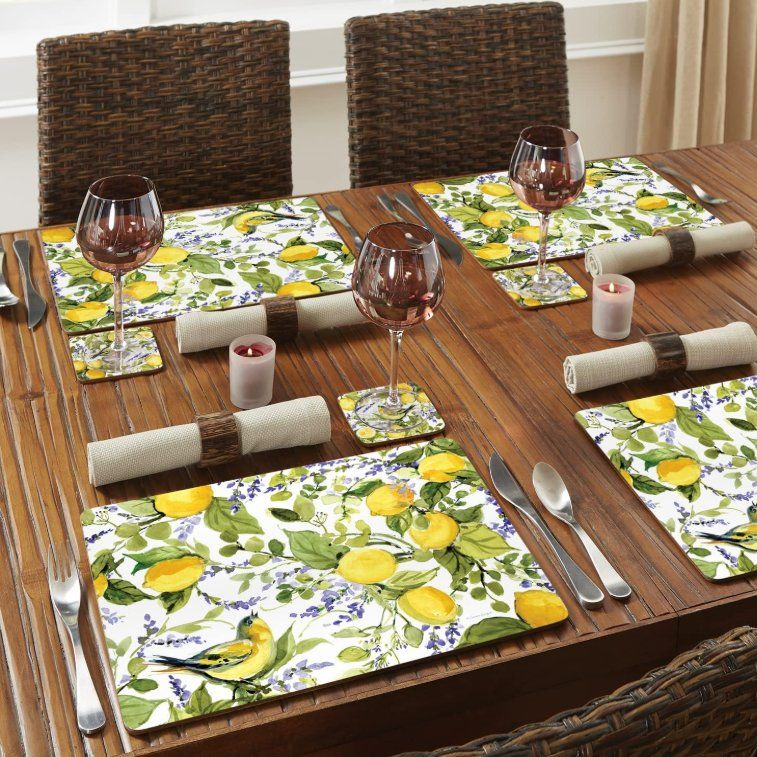 Custom Pattern Decorative Hardboard Tabletop Placemats with Cork Backing