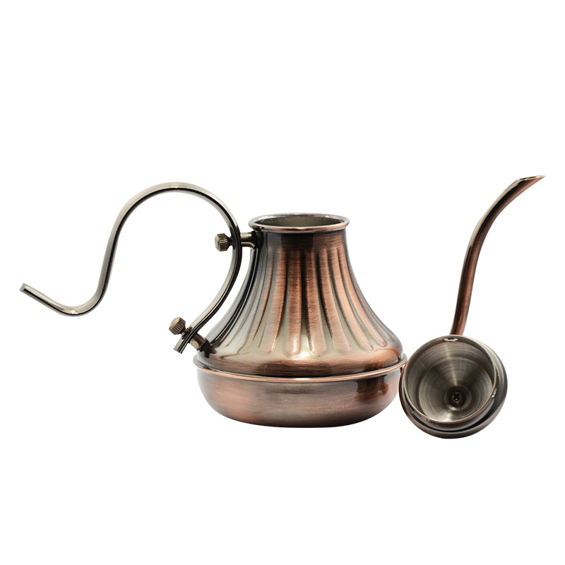 Luxury 650ml Brewing Espresso Coffee Drip Pot Copper 304 Stainless Steel Narrow Spout Gooseneck Pour Over Coffee Kettle