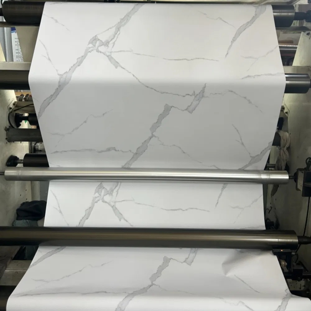 High Quality UV Anti Scratch Marble Stamping Foil for PVC Wall Panels Decorative Films with Glossy Surface Furniture Films for Laminate Vacuum Press