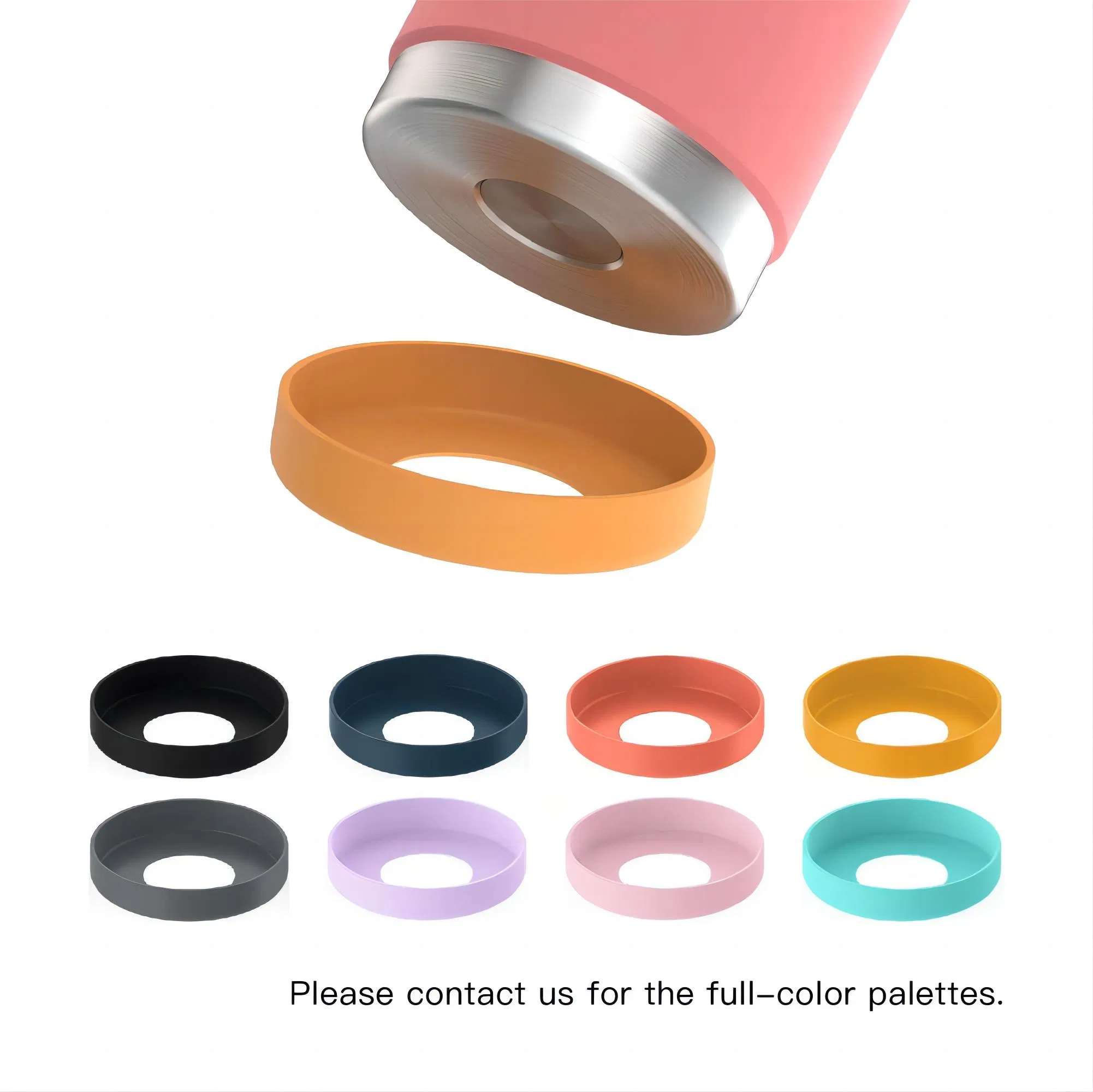 New Designed 12oz 18oz 32 Oz Customized Wide Mouth Water Bottle Vacuum Flask Thermos with Silicone Base Cover