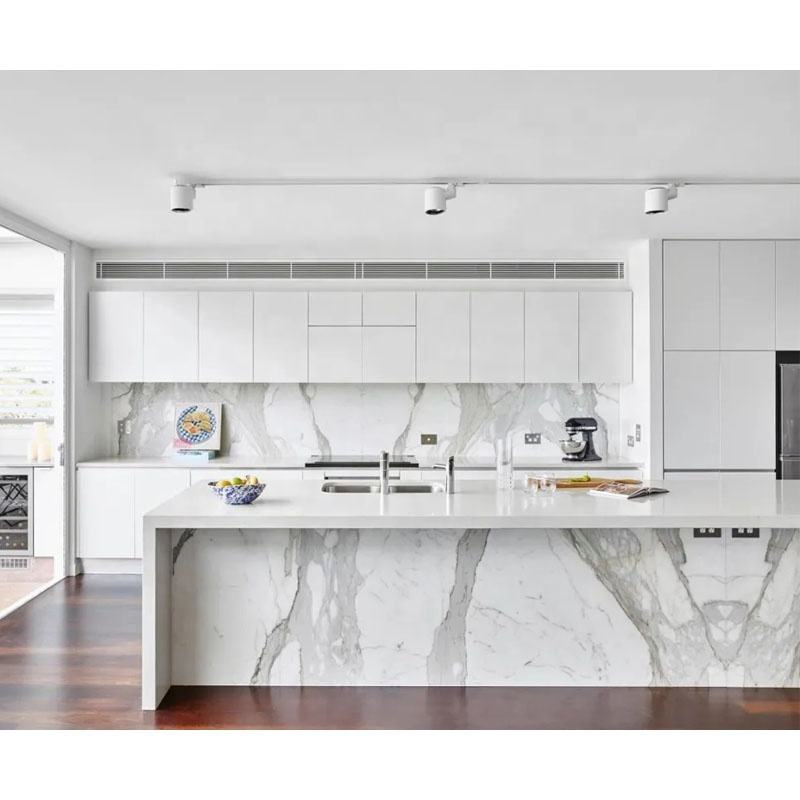 White Glossy Cabinets Modular Kitchen Cabinets with European Style Cupboard