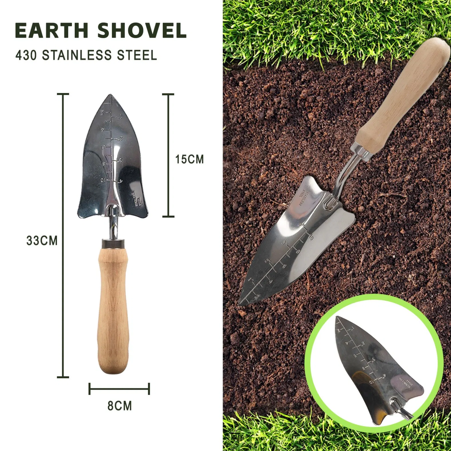Garden Tool Set 5 Pieces Rake Shovel Fork with Ergonomic Non-Slip