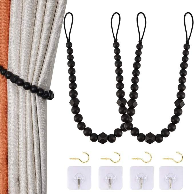 Light Luxury Curtains Rod Holders Tieback Holdbacks Strap Wooden Curtain Holder Window Bandage Curtain Rod