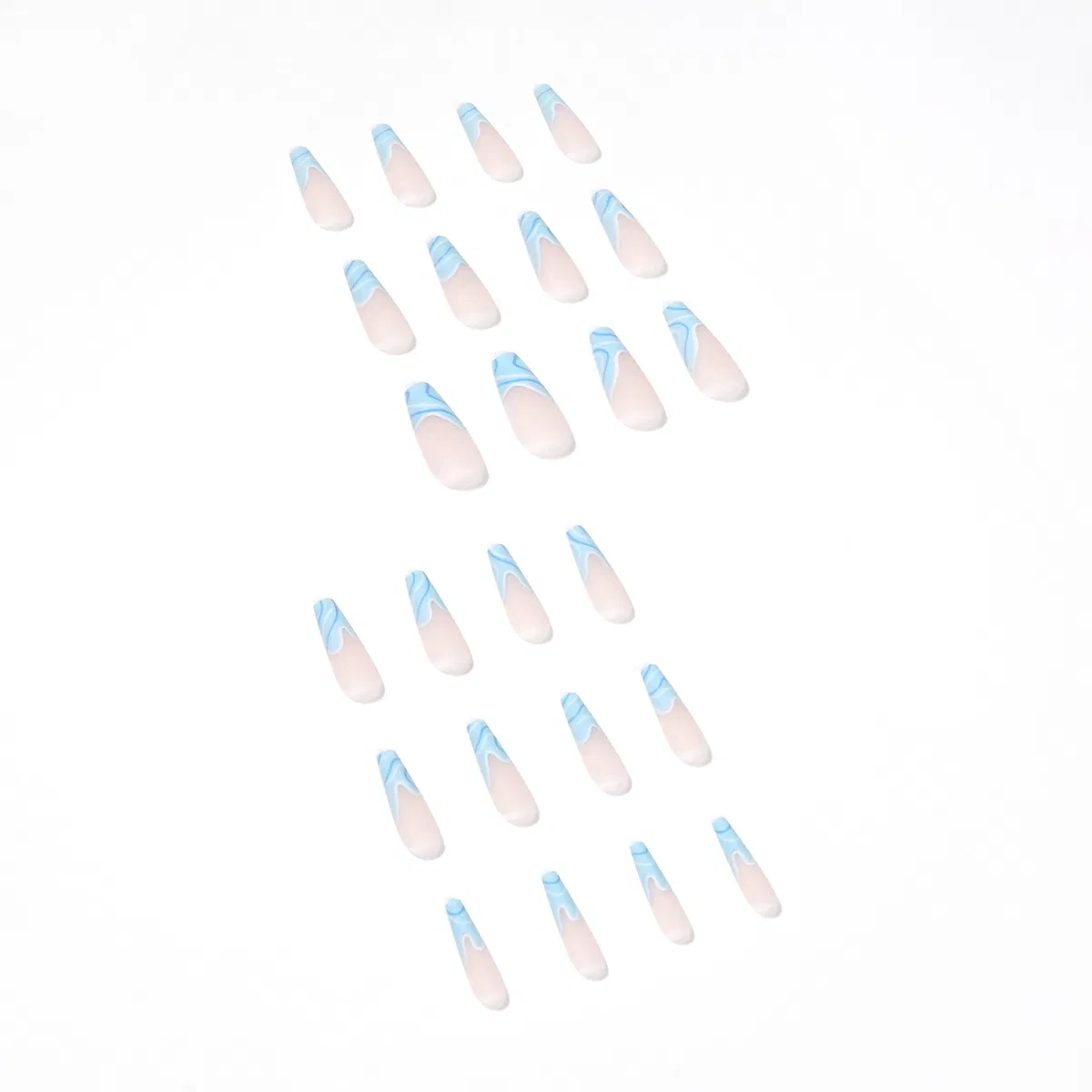 24PCS Naixi Custom French Rhinestones Gel Nails Diamond Press on Nails