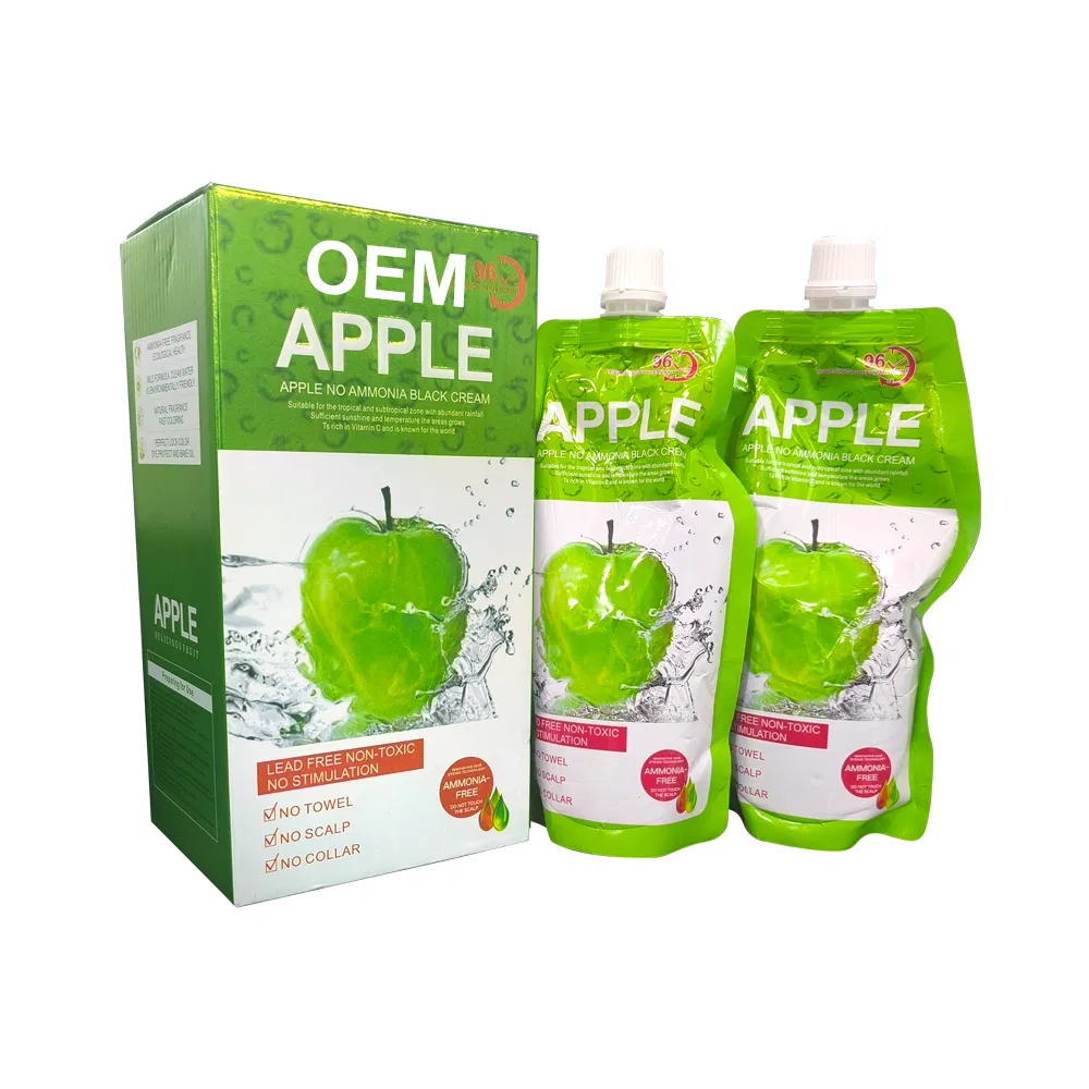 OEM High Quality Hair Dye Colour Apple Hair Cream Color Low Price with No Ammonia Natural Ingredients No Stain on Skin